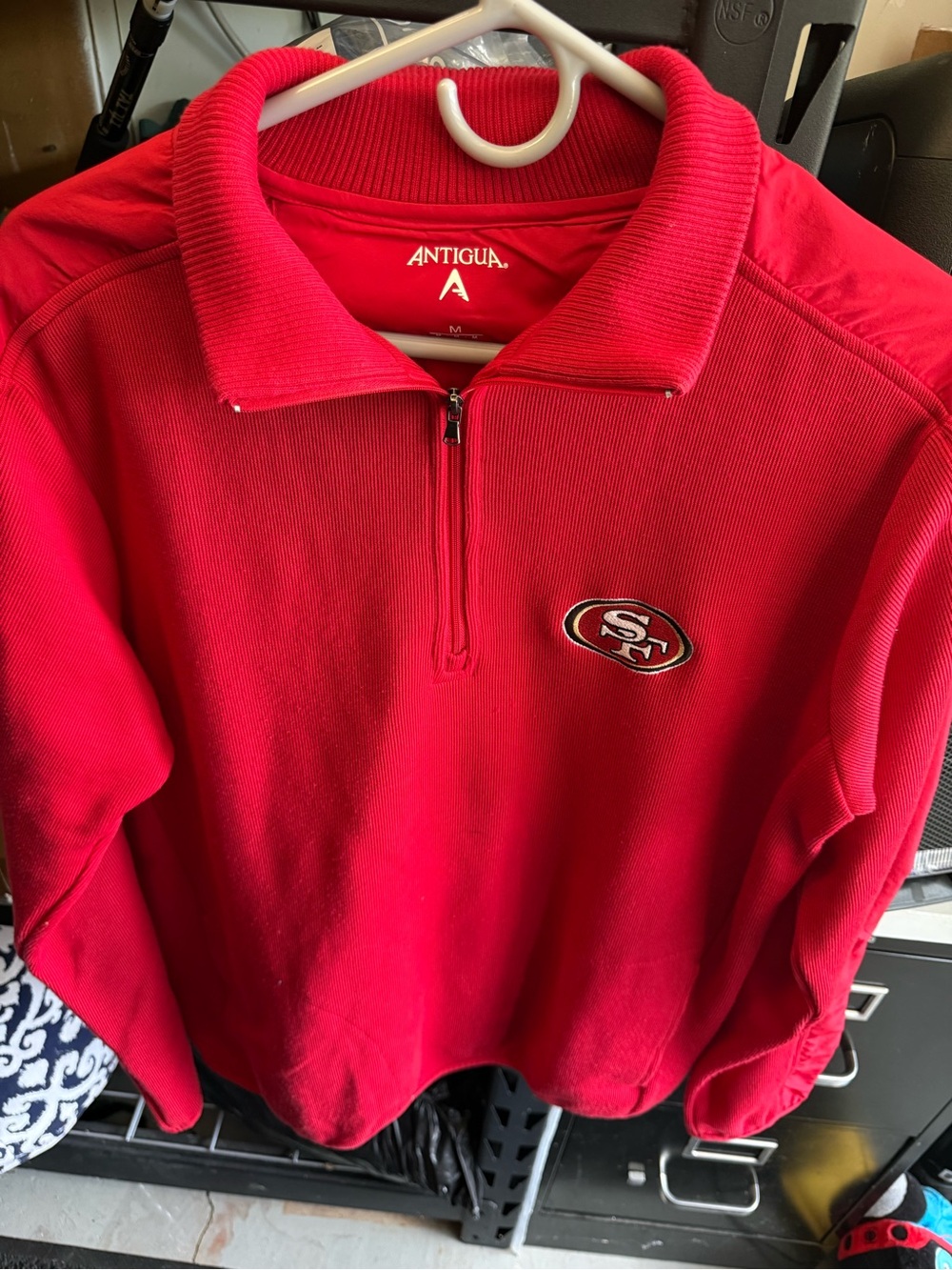 Antigua Red Athletic Half-Zip Pullover